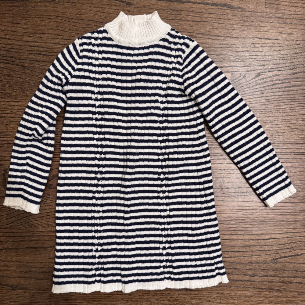Janie and Jack Navy and White Striped Turtleneck Sweater Dress